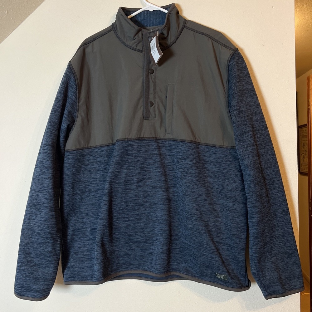 New GH BASS & CO Pullover Jacket Mens Size 2XL Blue Gray Outdoor Lightweight NWT